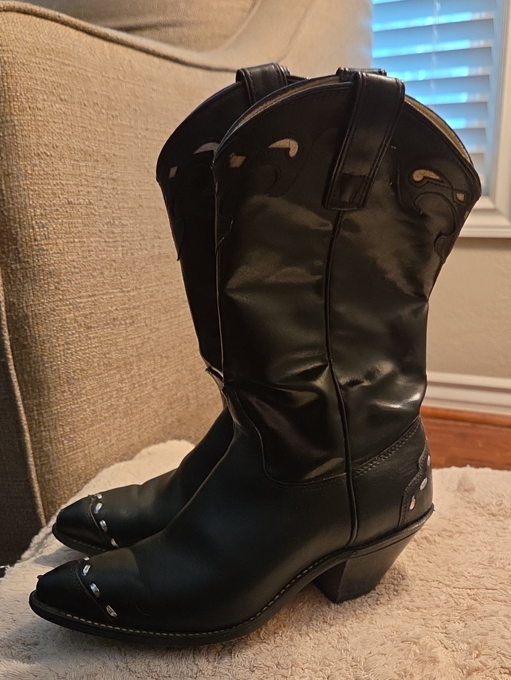 Kenny Rogers  Black with Silver Accents Leather Boot